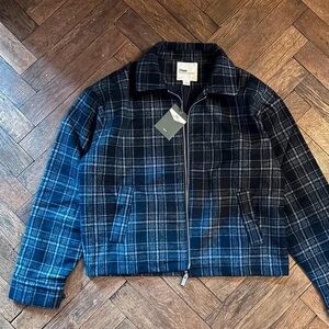 Plaid Zip-Up Jacket in Blue and Black